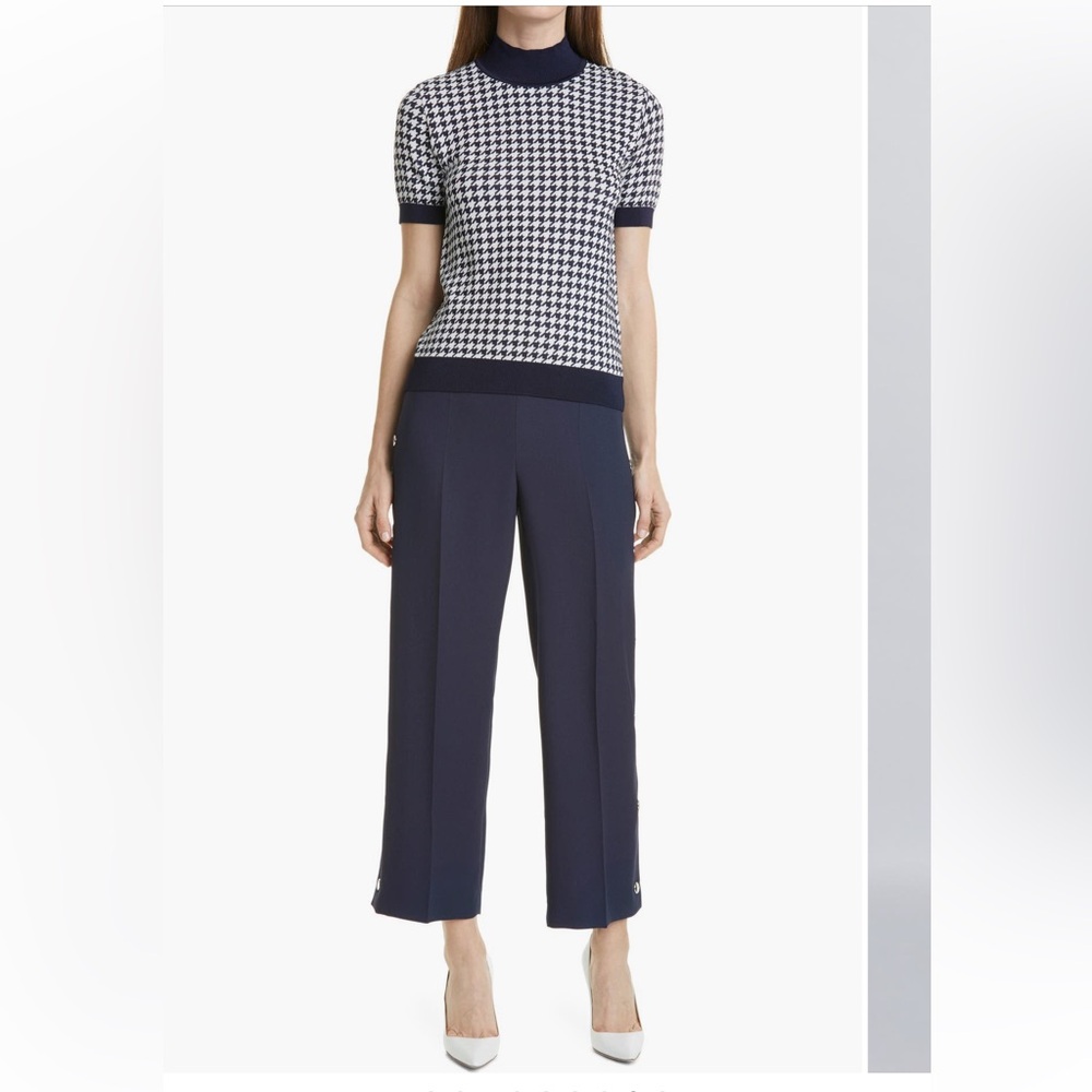 BOSS Faryna Houndstooth Check Short Sleeve Sweater - Picture 5 of 11